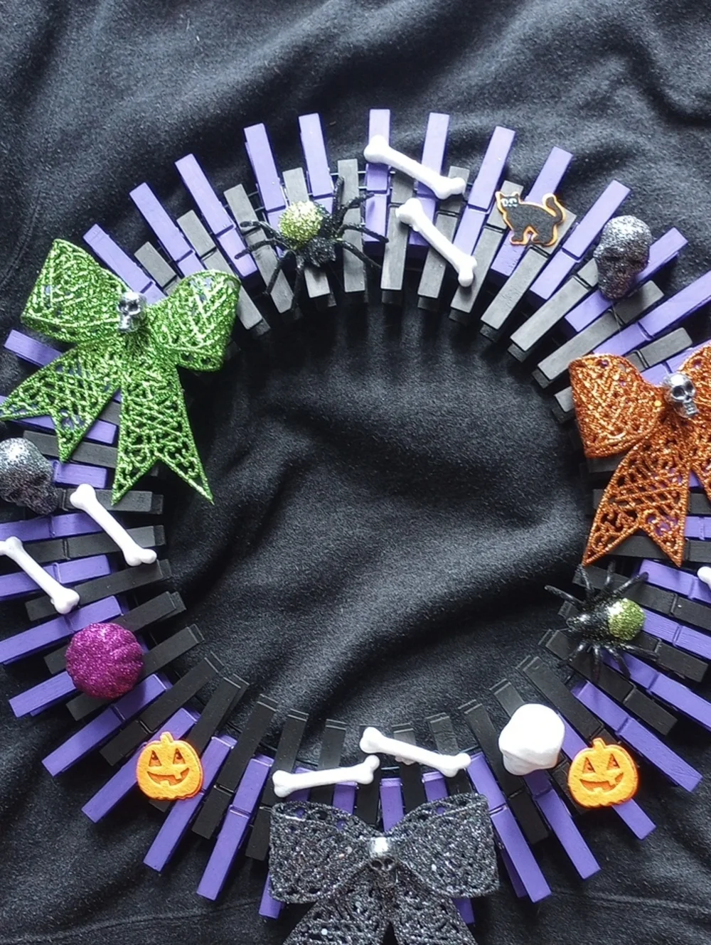 Kids Halloween Clip-On Wreath Decor - Purple, Green, Orange, Black
